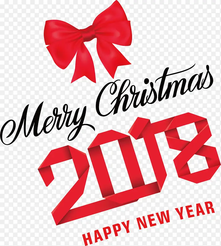 红色折纸2018圣诞新年