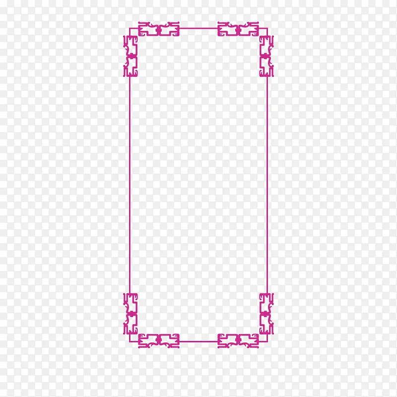 矢量红色矩形中式边框竖框