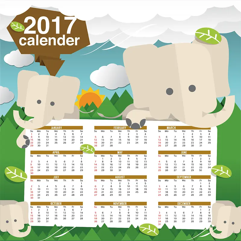 卡通新年日历设计