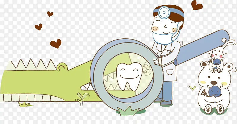 给鳄鱼检查牙齿的医生