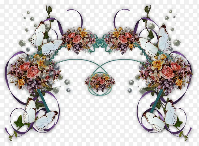 蝴蝶花朵边框装饰