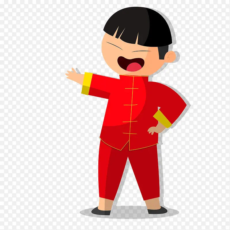 创意中国风红色衣服的小男孩