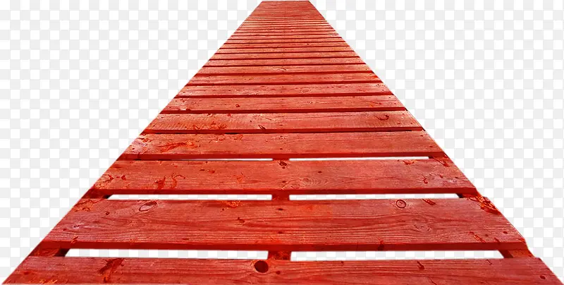 春季红色海边木桥
