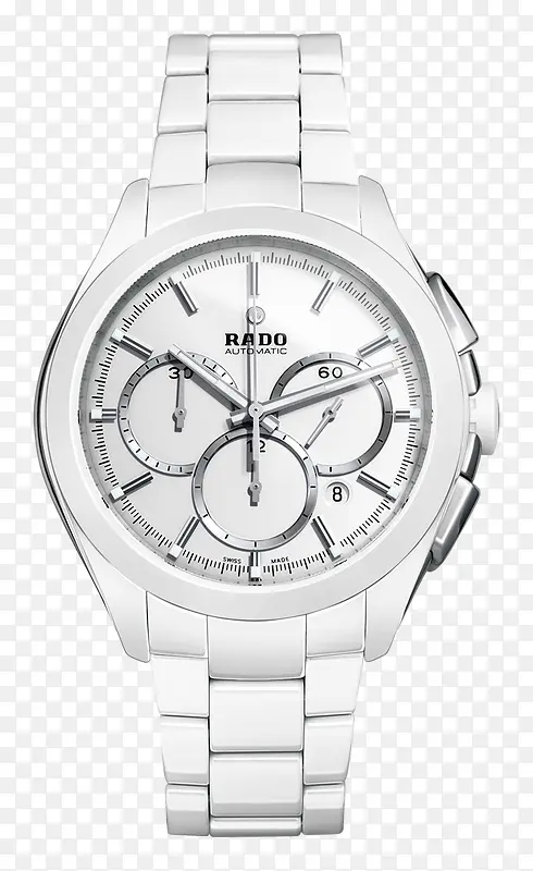 雷达腕表银白色机械手表男表
