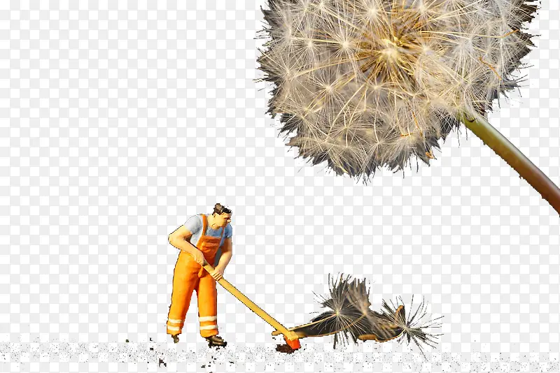 正在清扫的劳动人物