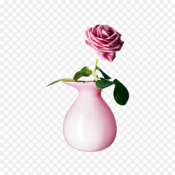 一枝粉红玫瑰花瓶