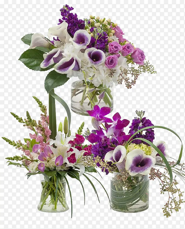 紫色中式插花玻璃瓶插花