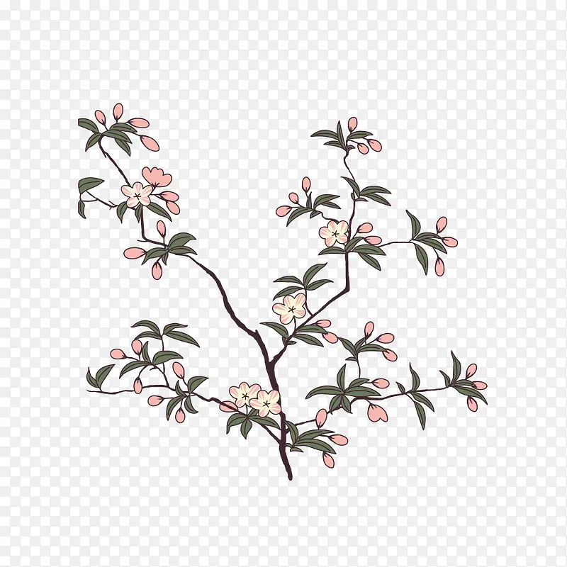 手绘花树