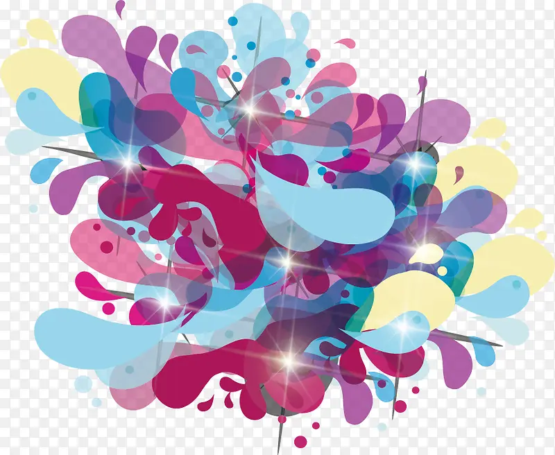 炫丽水彩花纹矢量图