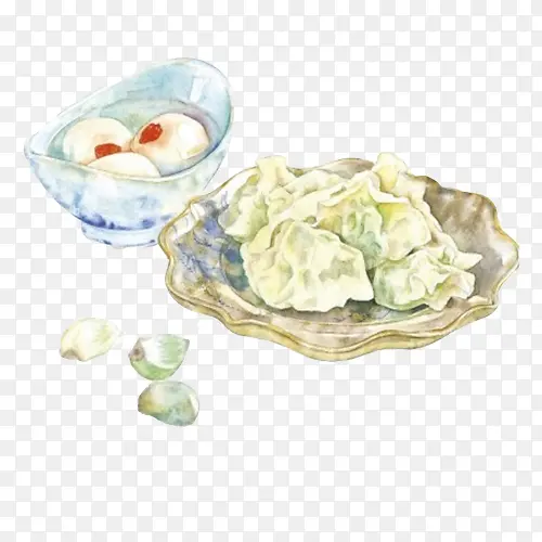 饺子元宵手绘画素材图片