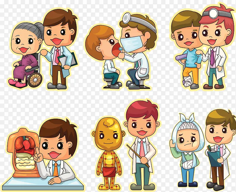 卡通医生患者