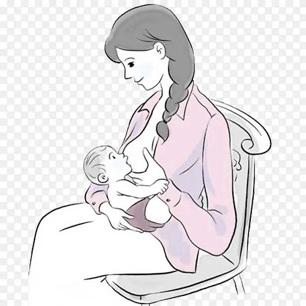 手绘宝宝吃母乳