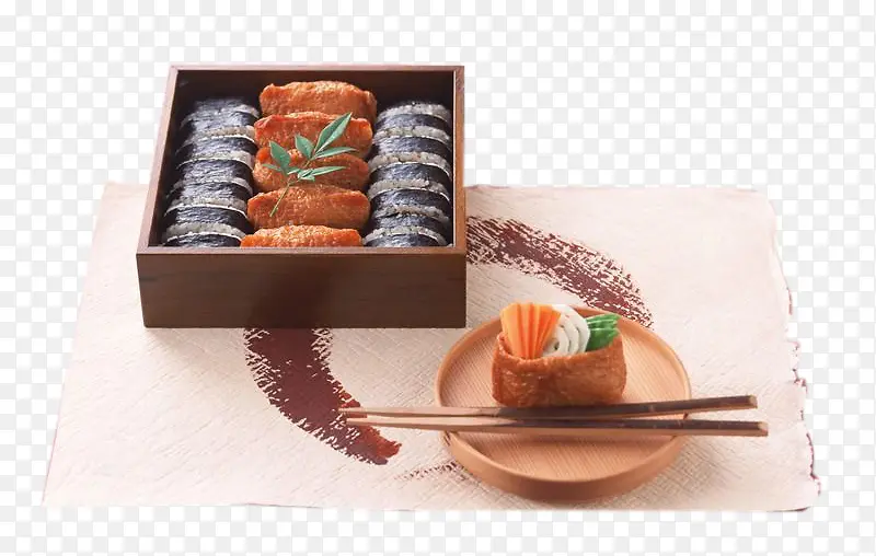 木盒里的日本寿司