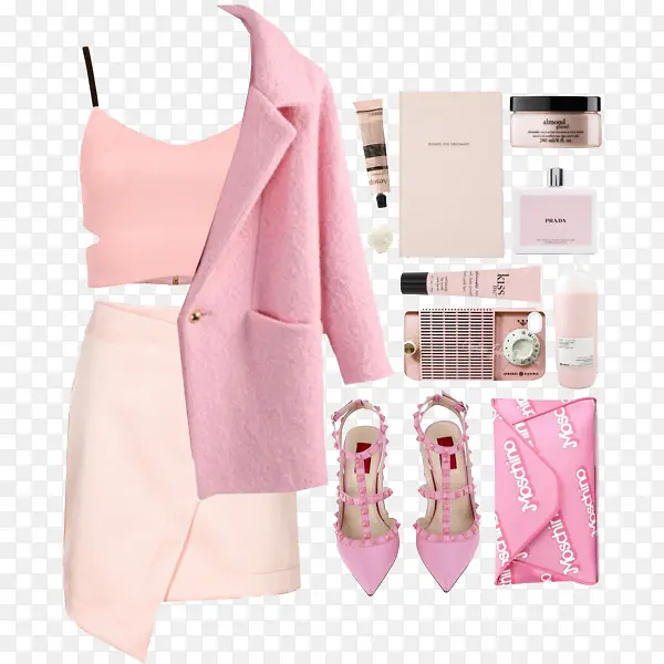 粉色外套和半身裙