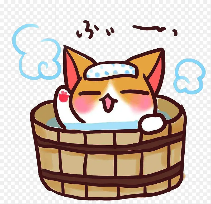 小猫泡日本温泉图片素材