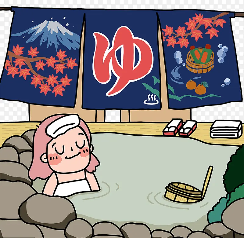 日本温泉卡通海报设计PNG图片素材下载_图片编号ymrzpdeb-免抠素材网