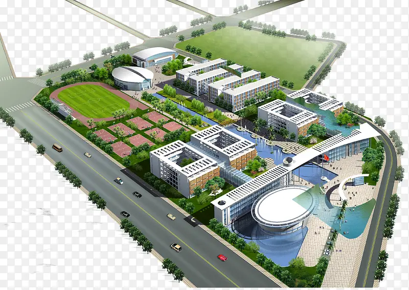 校园建筑俯视图