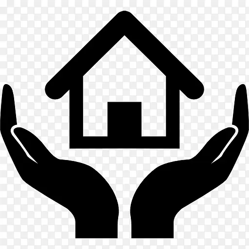 家庭保险的象征，房子在手图标