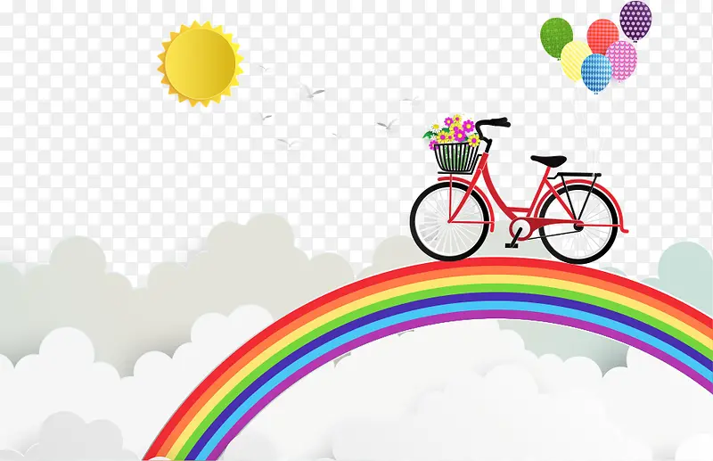矢量彩虹上的自行车