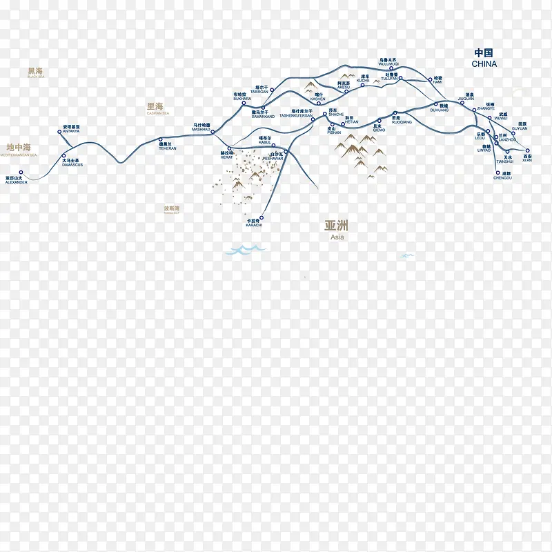 丝绸之路矢量线路图