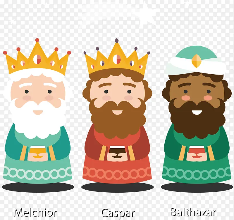 矢量手绘三个国王