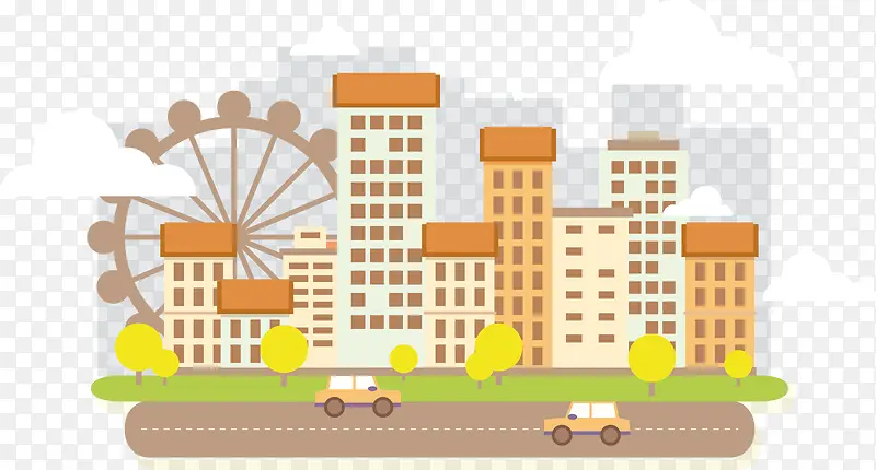 矢量扁平城市建筑