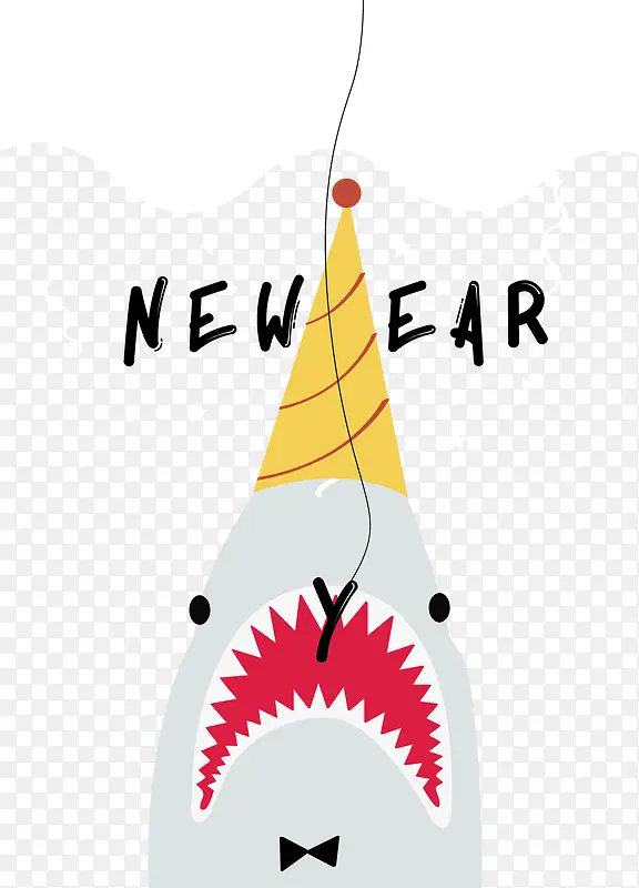 新年快乐卡通鲨鱼