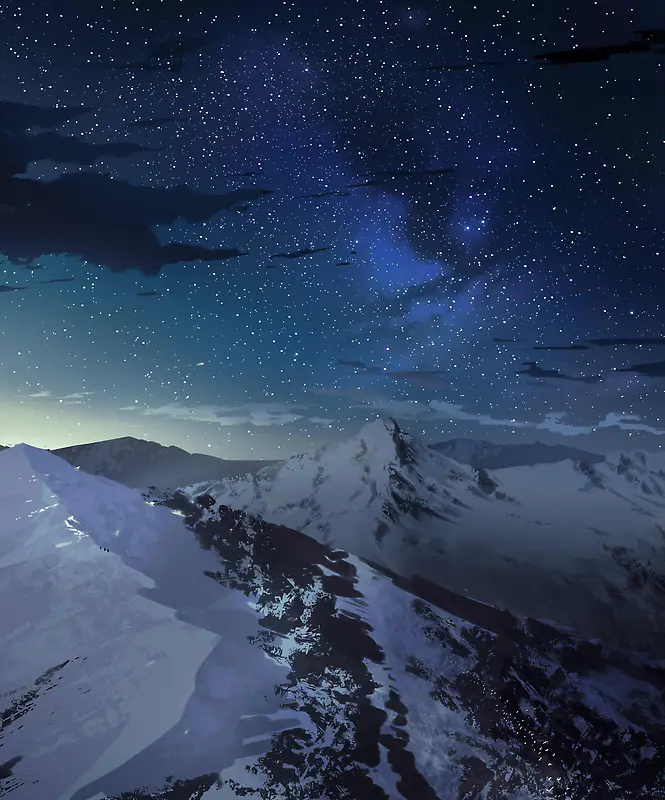 银河星空雪山高清合成摄影效果