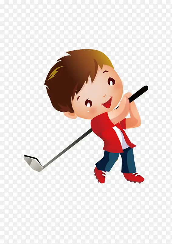 打高尔夫球的小男孩