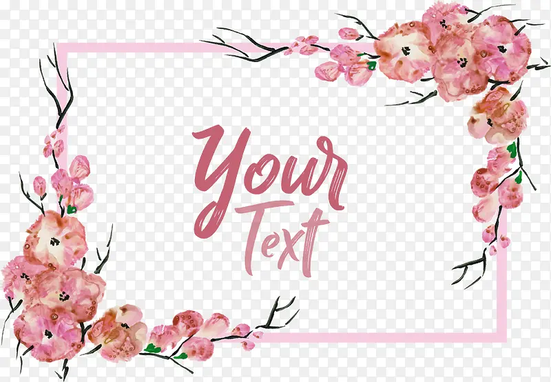 浪漫粉色樱花装饰框