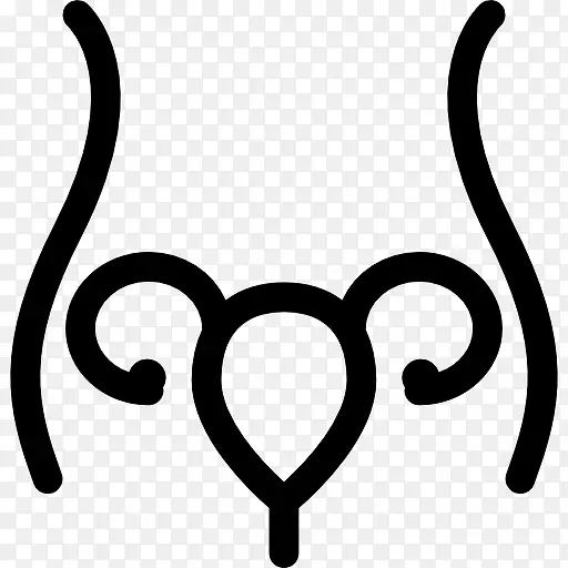 子宫和输卵管内的女人的身体轮廓图标