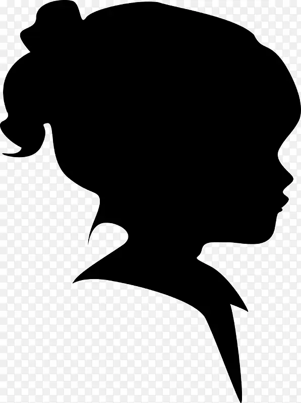 卡通小女孩头部剪影图