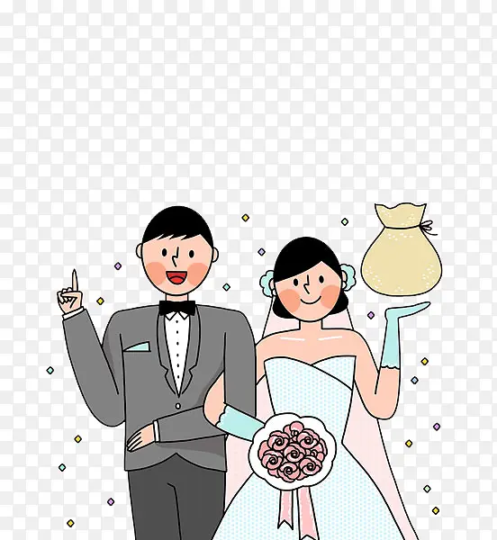 手绘婚礼手捧鲜花