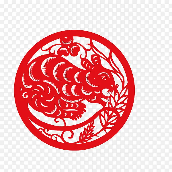剪纸 十二生肖 老鼠