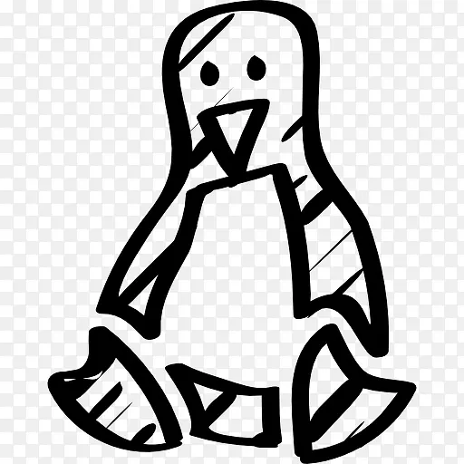 Linux的企鹅标志的轮廓勾勒图标