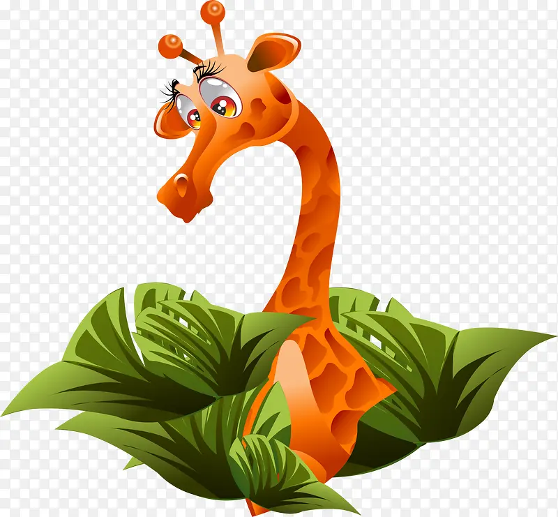 橙色卡通长颈鹿