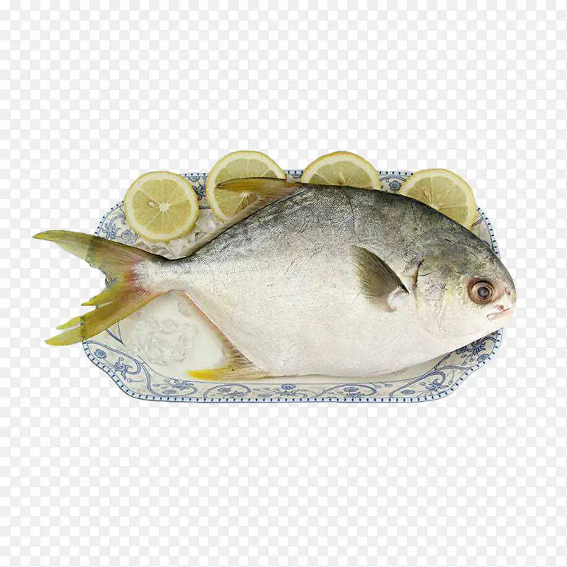 一条放在盘里的鲳鱼