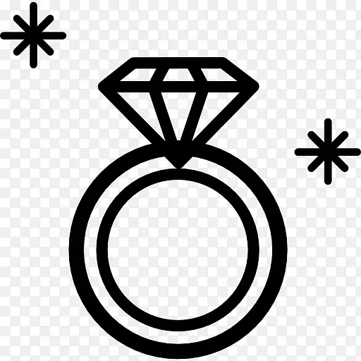 钻石戒指宝石的轮廓从顶视图图标