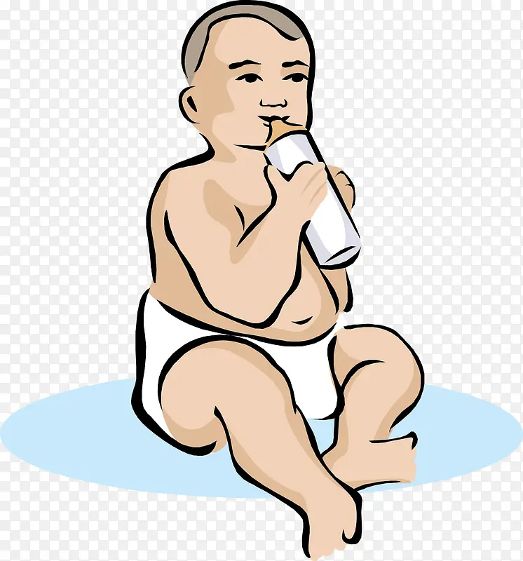 婴儿喝牛奶矢量