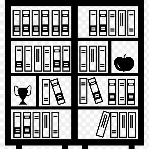 图书馆的图书全部一个奖杯和一个苹果图标