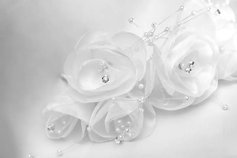 婚庆珍珠白纱花朵背景