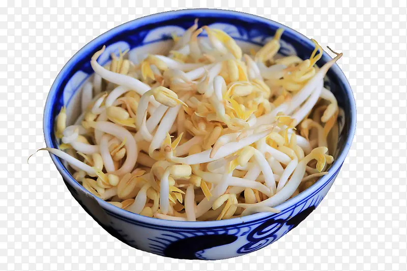 青花瓷碗里的豆芽菜