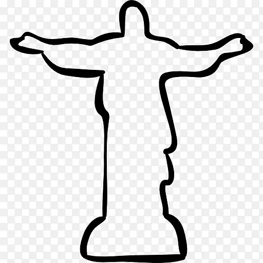 基督巴西雕塑手绘轮廓图标