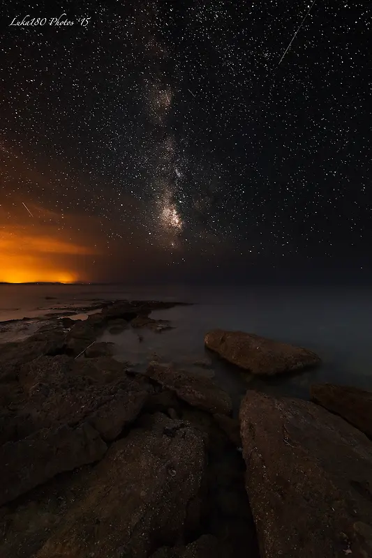 星空唯美夕阳沙滩