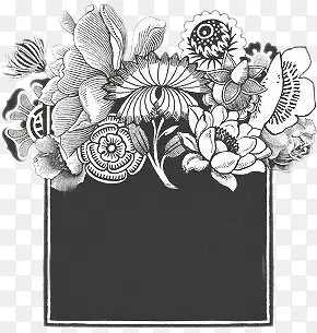 灰色花朵装饰文本框