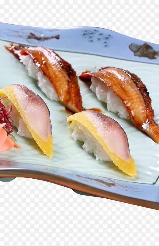 鳗鱼寿司拼黄色西鲮鱼