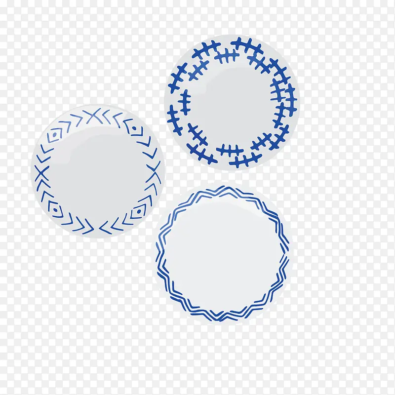 青花瓷装饰矢量白色餐盘