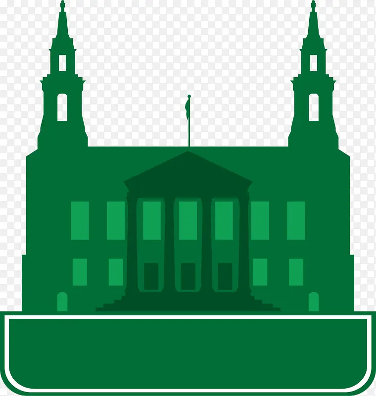 绿色城市城堡剪影
