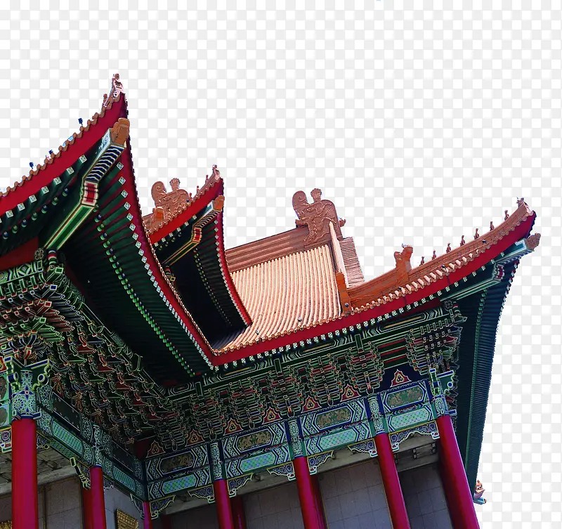 中国风古建筑红屋顶