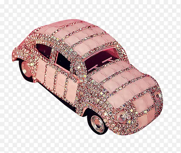 粉色镶钻车模车内摆件